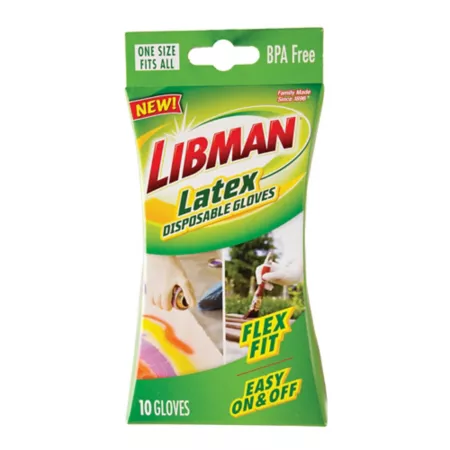 Libman Unisex Adult Disposable Latex Work Gloves Pack of 10 Work Gloves