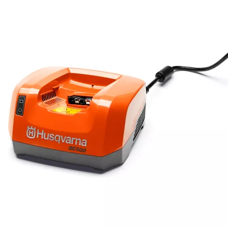 Husqvarna QC500 Lithium-Ion Battery Charger for BLi100 BLi200(X) and BLi300 Batteries Active Cooling for Faster Charging Orange Battery Chargers