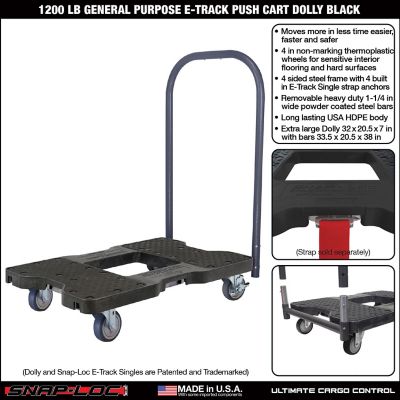 Image showing  1,200 lb. Capacity General Purpose E-Track Push Cart Dolly, Black