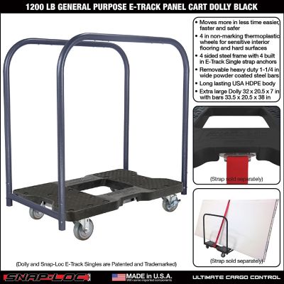 Image showing  1,200 lb. Capacity General Purpose E-Track Panel Cart Dolly, Black