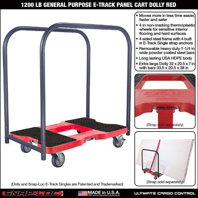 Image showing  1,200 lb. Capacity General Purpose E-Track Panel Cart Dolly, Red