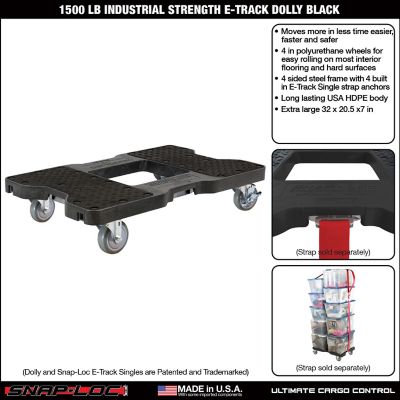 Image showing  1,500 lb. Capacity Industrial Strength E-Track Dolly, Black