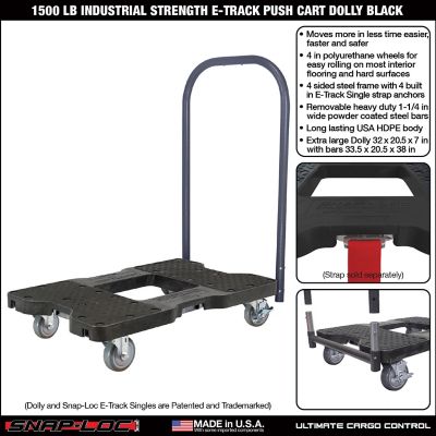 Image showing  1,500 lb. Capacity Industrial Strength E-Track Push Cart Dolly, Black
