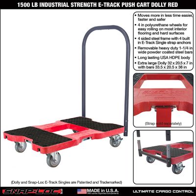 Image showing  1,500 lb. Capacity Industrial Strength E-Track Push Cart Dolly, Red