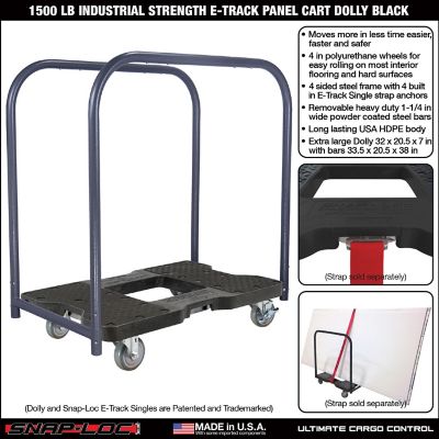 Image showing  1,500 lb. Capacity Industrial Strength E-Track Panel Cart Dolly, Black