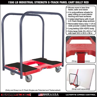 Image showing  1,500 lb. Capacity Industrial Strength E-Track Panel Cart Dolly, Red