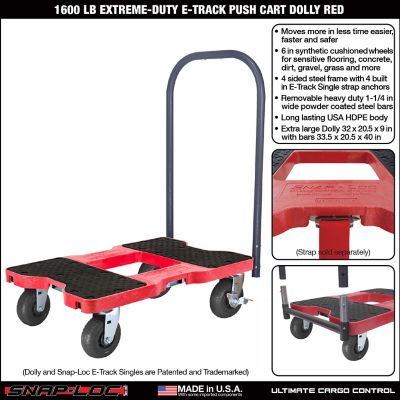 Image showing  1,600 lb. Capacity Extreme-Duty E-Track Push Cart Dolly, Red
