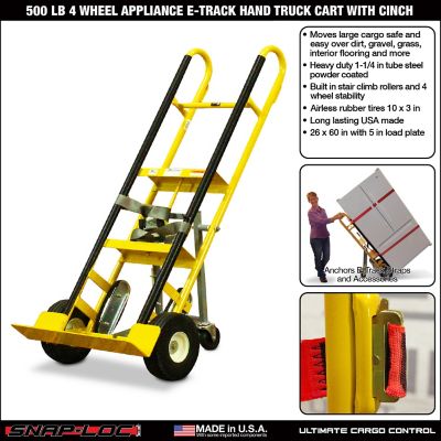 Image showing  500 lb. 4-Wheel Appliance E-Track Hand Truck Cart with Cinch