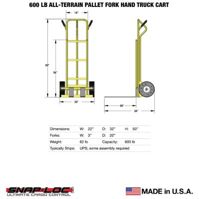 Image showing  600 lb. All-Terrain Pallet Fork Hand Truck Cart