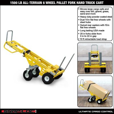 Image showing  1,500 lb. All-Terrain 6 Wheel Pallet Fork Hand Truck Cart