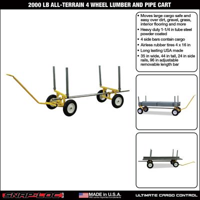Image showing  2000 lb. All-Terrain 4-Wheel Lumber and Pipe Cart