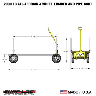 Image showing  2000 lb. All-Terrain 4-Wheel Lumber and Pipe Cart