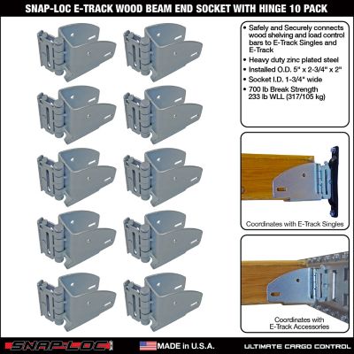Image showing  E-Track Wood Beam End Socket with Hinge, 10 pk.