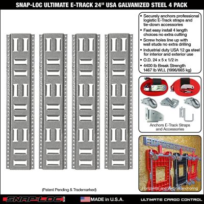 Image showing  E-Track 24 in. USA Galvanized Steel, 4 pk.