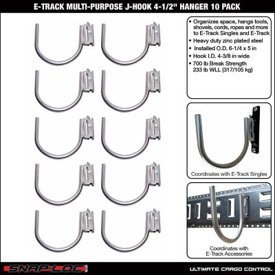Image showing  4 in. E-Track Multi-Purpose J-Hook Hangers, 10-Pack
