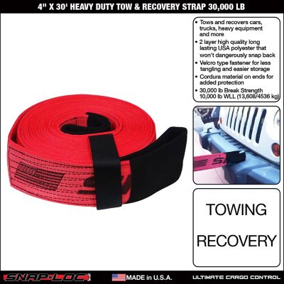 Image showing  4 in. x 30 ft. Heavy Duty Tow & Recovery Truck Strap, 30,000 lb.