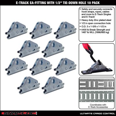 Image showing  E-Track Ea-Fitting with 1/2 in. Tie-Down Hole, 10 pk.