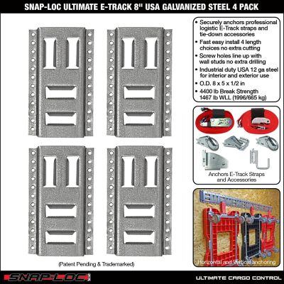 Image showing  E-Track 8 in. USA Galvanized Steel, 4 pk.