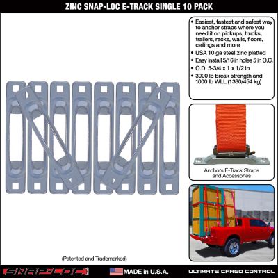 Image showing  Zinc E-Track Single Strap Anchor, 10 pk.