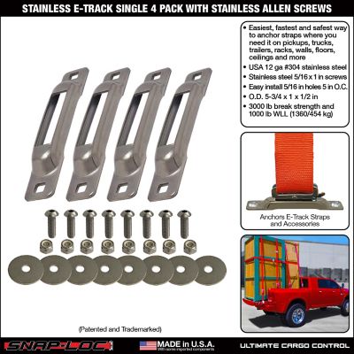 Image showing  Stainless E-Track Single Strap Anchor with Stainless Steel Allen Screws, 4 pk.