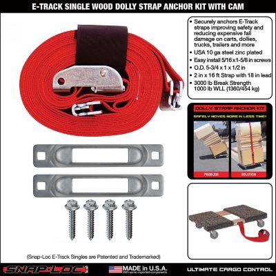 Image showing  E-Track Single Wood Dolly Strap Anchor Kit with 2 in. x 16 ft. Cam, 3,000 lb.