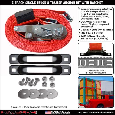 Image showing  E-Track Single Truck & Trailer Anchor Kit with 2 in. x 16 ft. Ratchet Strap, 4,400 lb.