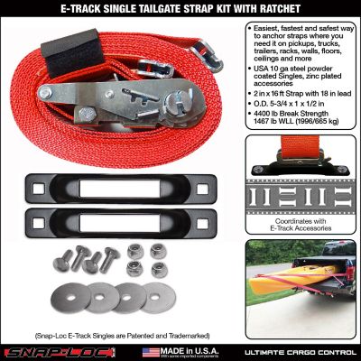 Image showing  E-Track Single Tailgate Strap Kit with 2 in. x 16 ft. Ratchet 4,400 lb.