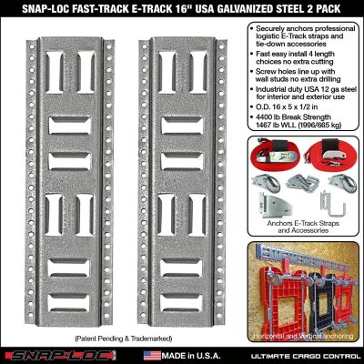 Image showing  E-Track 16 in. USA Galvanized Steel, 2 pk.
