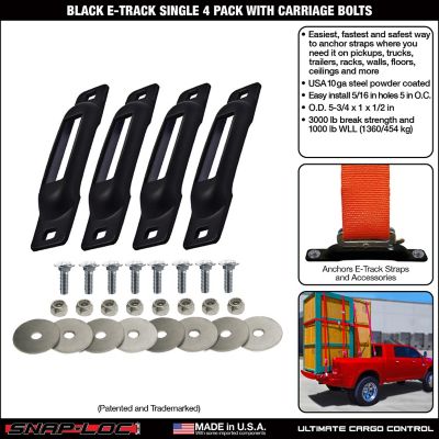 Image showing  Black E-Track Single Strap Anchor with Carriage Bolts, 4 pk.