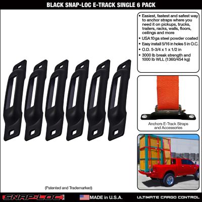 Image showing  Black E-Track Single Strap Anchor, 6 pk.