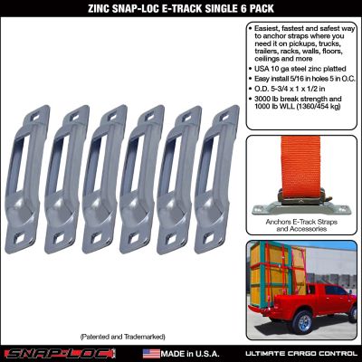 Image showing  Zinc E-Track Single Strap Anchor, 6 pk.