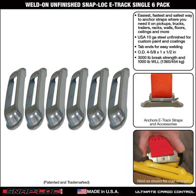Image showing  Weld-On Unfinished E-Track Single Strap Anchor, 6 pk.