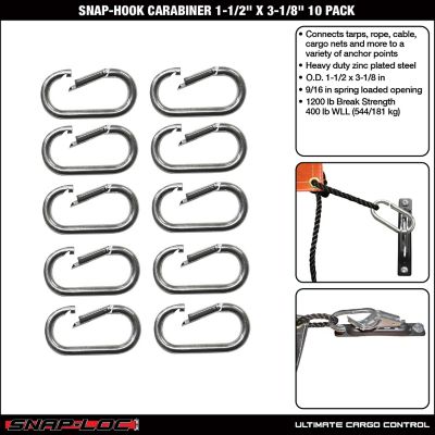 Image showing  Snap-Hook Carabiner 1-1/2 in. x 3-1/8 in. 10 pk.