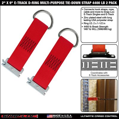 Image showing  2 in. x 9 in. E-Track D-Ring Multi-Purpose Tie-Down Strap, 3,000 lb. 2 pk.