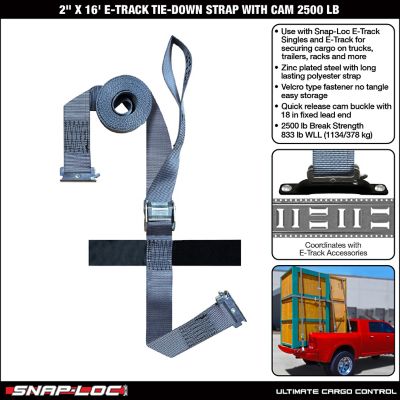 Image showing  2 in. x 16 ft. E-Track Tie-Down Strap with Cam Gray Import, 2,500 lb.