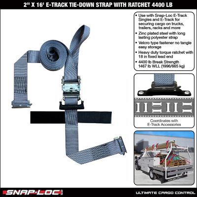 Image showing  2 in. x 16 ft. E-Track Tie-Down Strap with Ratchet Gray Import, 4,400 lb.