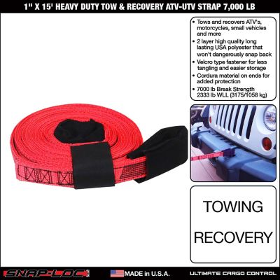Image showing  1 in. x 15 ft. Heavy Duty Tow & Recovery ATV-UTV Strap, 7,000 lb.