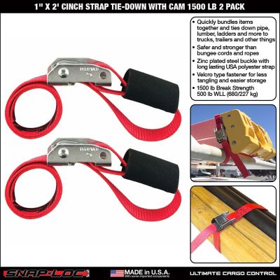 Image showing  1 in. x 2 ft. Cinch Strap Tie-Down with Cam, 1,500 lb., 2 pk.