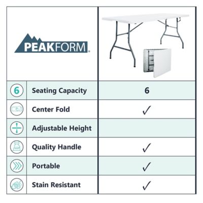 Image showing 7 th Peakform 6 ft. Peakform White Fold In Half Outdoor Table