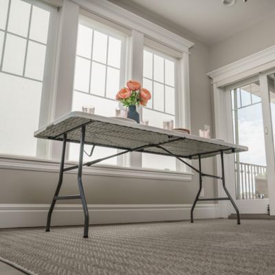 Image showing 9 th Peakform 6 ft. Peakform White Fold In Half Outdoor Table