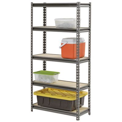 Image showing  5-Tier 30 in. x 12 in. x 60 in. Shelving Unit, Silver Vein