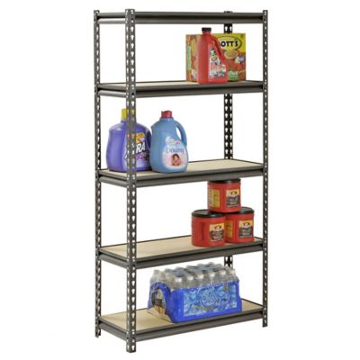 Image showing 9 th Muscle Rack 5-Tier 30 in. x 12 in. x 60 in. Shelving Unit, Silver Vein