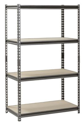 Image showing 8 th Muscle Rack 4-Tier 36 in. x 18 in. x 60 in. Shelving Unit, Silver Vein