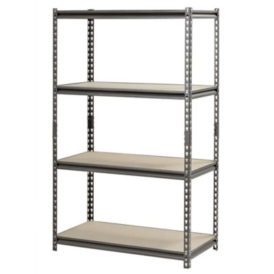 Image showing 9 th Muscle Rack 4-Tier 36 in. x 18 in. x 60 in. Shelving Unit, Silver Vein