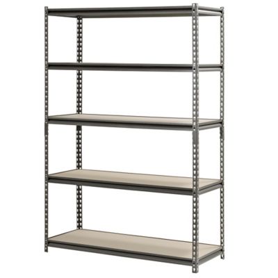 Image showing 9 th Muscle Rack 5-Tier 48 in. x 18 in. x 72 in. Shelving Unit, Silver Vein