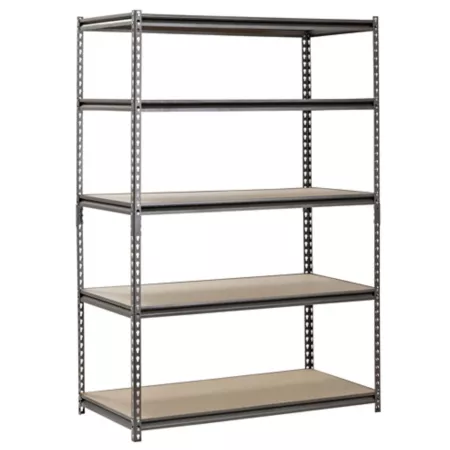 Muscle Rack 48" W x 24" D x 72" H 5-Tier Shelving Unit in Silver Vein Freestanding Shelving Units