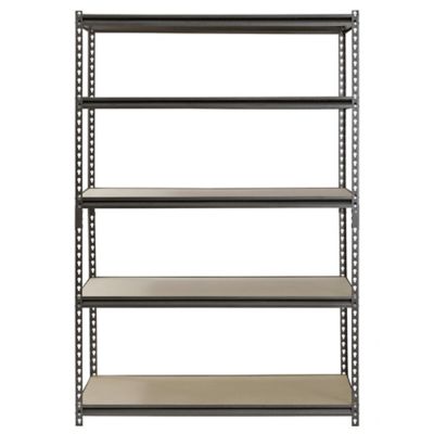 Image showing 9 th Muscle Rack 5-Shelf 48 in. W x 24 in. D x 72 in. H Shelving Unit, Silver Vein