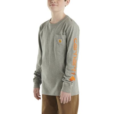 Image showing 1 th Carhartt Boys' Crew Neck Long-Sleeve Pocket T-Shirt