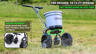 Image showing  50 lb. Capacity 10,000 sq. ft. Push Behind Broadcast Spreader, Corrosion Resistant Hopper, Adjustable Drop Rate
