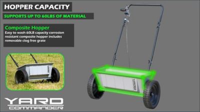 Image showing  60 lb. Capacity 15,000 sq. ft. Push Behind Drop Spreader, Corrosion Resistant Hopper, 22 in. Spread Pattern